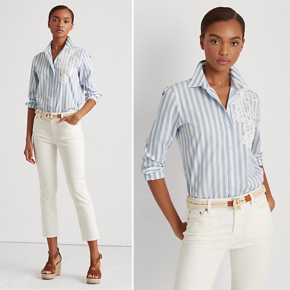 Lauren Ralph Lauren striped button fits size M